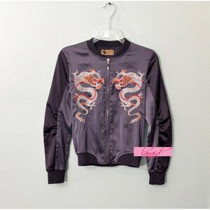 LF Katsumi Asian Chinese Oriental Japanese Dragon Zip-Up Bomber Sukajan Coat S